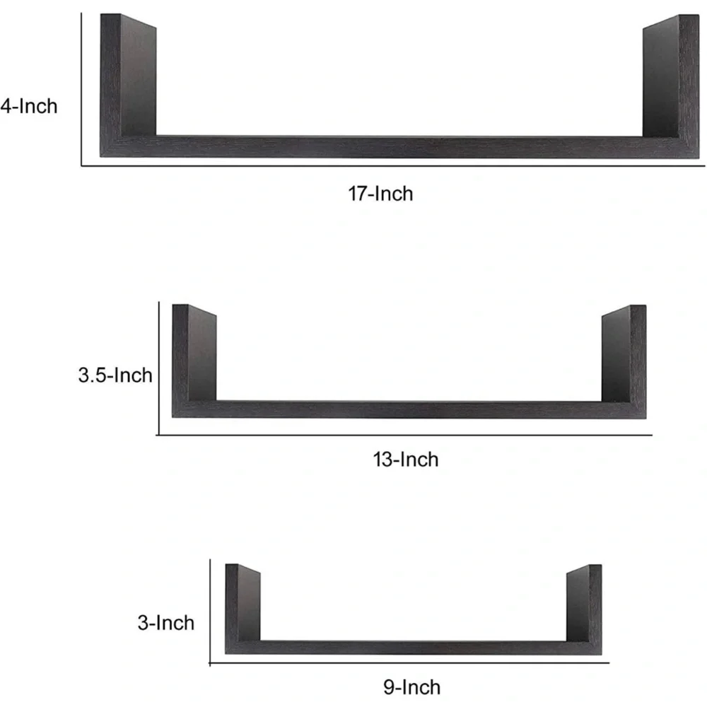 Danya B Floating Shelves Wall Decor, Wood Walnut Wall Mount (3-Shelf Pack) NWOT
